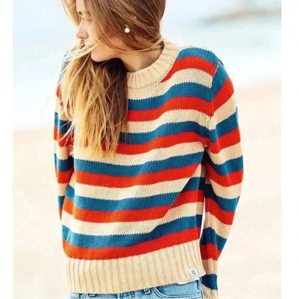 Kiel James Patrick Striped Sweater in Red, Blue, and Cream